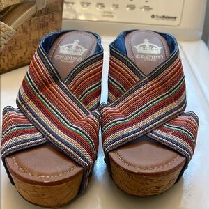 Crown Vintage Colorful Striped Platform Sandals